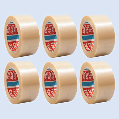 6 Rollen tesapack 4100, PVC-Verpackungsklebeband, Packband, Paketband, Abmessung:50mm x 66m. transparent