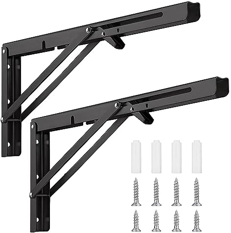 Nutabevr 400mm Escuadras Abatibles,2 Piezas Soporte Estantería Plegable Metal con Tornillossado,Pesado Escuadras para Estanterias,Pared Soporte de Estante para Cocina,Dormitorio,estudio
