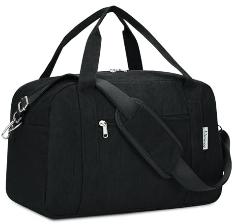 Narwey Bolsa de Viaje Ryanair 40x30x20 Equipaje de Mano Avion Bolsa de Fin de Semana Plegable Bolsa de Deporte Bolsa Equipaje 20L (Negro)