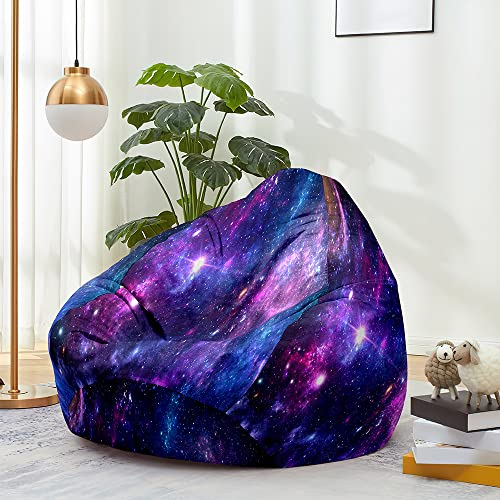 Mateju Bean Bag Chair, Beanbag Chair Adult, 3D Aurora Borealis Bean Bag Without Filling, Plush Toy Storage Large Bean Bags, High Back Bean Bags, Suitable for Indoor Beanbag (L,Purple Stars)