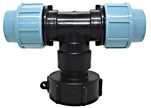 Vokenforu IBC Tank Connector, 1 Pcs S60x6 Thread Tank Adapter, Water Butt, Plastic Garden Hose Adapter Fittings Tools (Tee 32mm)