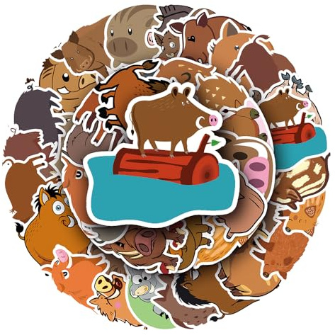 Wildschwein-Aufkleber für Jungen, Mädchen, Teenager, schöne wasserdichte Vinyl-Aufkleber für Handy, Laptop, Flaschen, Wasserflasche, Gepäck, Sammelalbum, Tasse, Fahrrad, Auto, Notizbuch, Cartoon-Tiere