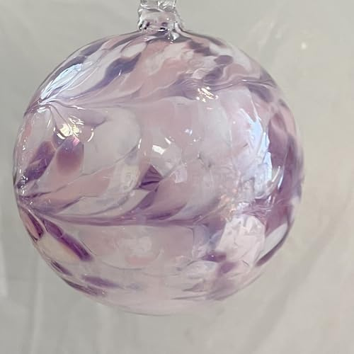 Kugel zum hängen Bunte Glaskugel zum aufhängen Ornament violett lila weiß Fensternkugel mundgeblasenes Kristallglas Ø ca. 10 cm