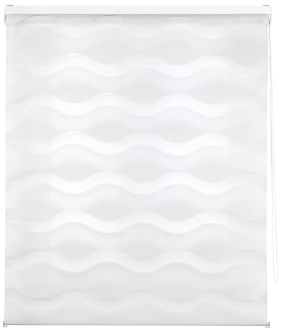 ECOMMERC3 | Estor Enrollable Noche y Día Ondulado Tamaño 140x180 - Estor Elegante Doble Tejido Tamaño Tela 137x175 - Estor Fácil Instalación Blanco