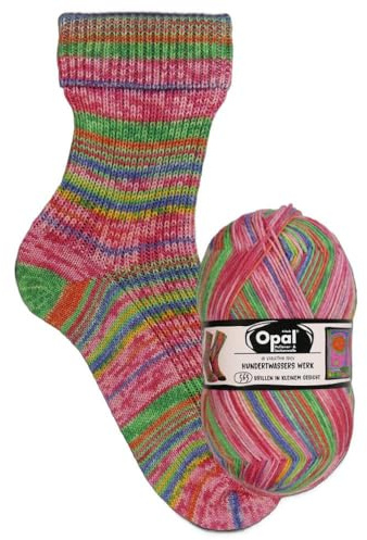 Opal Sockenwolle Hundertwasser neue Serie | Sockengarn 4-fädig | Strumpfwolle zum Stricken und Häkeln | 100g, 420m (Farbe 4051 Brillen in kleinem Gesicht)