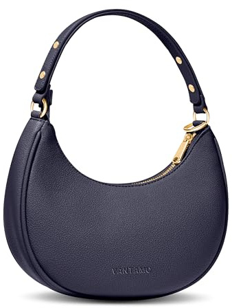 Vantamo Moonbag Clutch – aus Kunstleder mit RFID-Diebstahlschutz und verstellbarem Schultergurt – Luna-Tasche mit goldfarbenen Reißverschlüssen und Clip zum Schutz vor Taschendieben