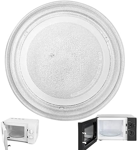 Reemplazo de placa de microondas Fit Universal-Fit 9.6 pulgadas Cadena de microondas de vidrio giratorio de 3 brazos con un anillo de plato giratorio de microondas para un microondas de 17-25L, placa