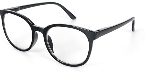 MMOWW Runder Rahmen Lesebrille Damen Herren, Federscharnier Runden Blaulichtfilter Computerbrille Entspiegelt Brille (Schwarz, +2.5)