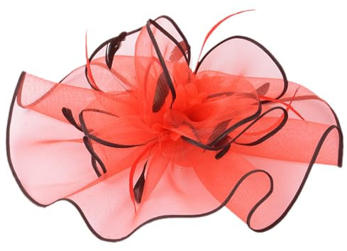 SLXLYH Fascinator mit Blumenmotiv, für Teeparty, Damen, Fascinator, Haarnadel, Kopfschmuck, Mottoparty, Kostüm, Kopfbedeckung (Rot, Einheitsgröße)