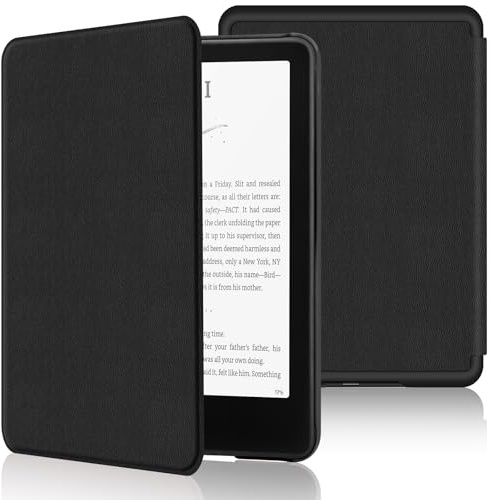 Custodia per 7 Kindle Paperwhite 2024 (12° generazione) in pelle PU, con scomparto per carte di credito, per Kindle Paperwhite Signature Edition (nero)