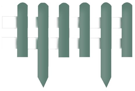 GOCHUSX Versetzter Kurzer Holzzaun, Dekorative Begrenzung Für Landschaftsgestaltung, Leichte Zaunelemente Für Außenwege Für Den Rasen Im Familiengarten(Green+White,60x70cm-4PCS)