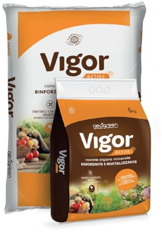 GEOGREEN VIGOR ACTIVE concime per prato, giardino, orto – organo minerale – NPK 7-9-16,5 – effetto starter – sviluppo radici