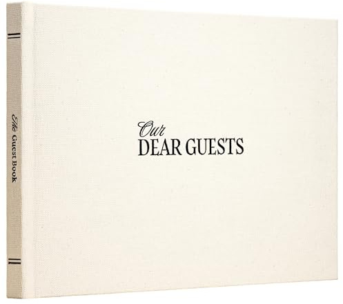 Kunitsa Co. Wedding Guest Book - Blank Sign in Book for Special Occasions, Oat Linen Cover