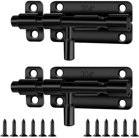 2 Stück Tür Riegelschloss, 4 Zoll Türriegel Edelstahl,Schieberiegel für Türen mit Verriegelungsloch Abschließbar (Schwarz)