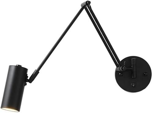 Wandlampe, Vintage-Industrie-Wandleuchte mit Schwenkarm und dimmbarem Schalter, goldene Wandleseleuchte mit langem Arm, festverdrahtete Wandlampe für das Kopfteil des Schlafzimmers, Gold-B (Delfinwell