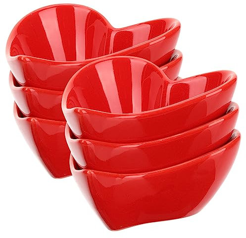 6 Piece Heart Shaped Serving Dish Set for Appetizers Snacks Fruit Platter Seasoning Bowls and Dessert Bowls