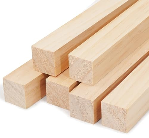 6 PIEZAS de barras de clavos cuadradas de madera, clavos de madera de 25 x 300 mm, barras de clavos cuadradas de madera para manualidades, varillas de madera dura sin terminar, para bricolaje