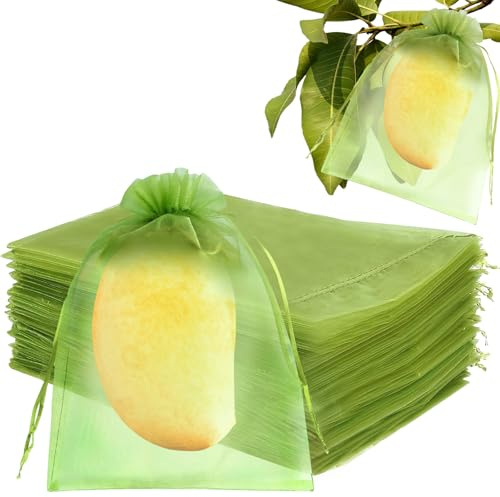 Sachet Sacchetto di Protezione dell'Uva 17x23 cm 50 Pcs Sacchetti Protezione Frutta, Sacchetti Protettivi per Uva Sacchetti Rete Frutta Sacchetti in Organza Verde per la Protezione da Insetti Uccelli