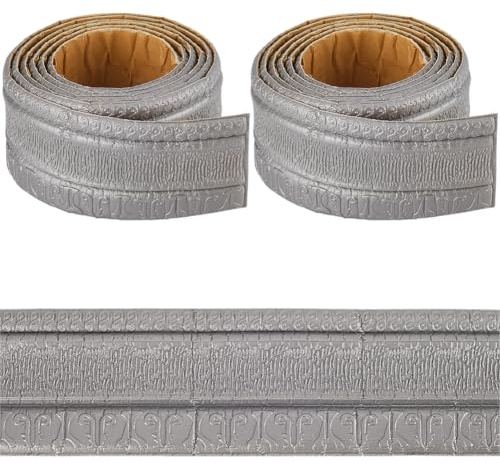 CRASPIRE 181×3.15 Pollici Modello Vite PMolding Staccare Bastone Autoadesivo Grigio Schiuma Flessibile 3D Bordo Carta da Parati Decorativa Appiccicosa Bordatura Parete Battiscopa Linee Specchio