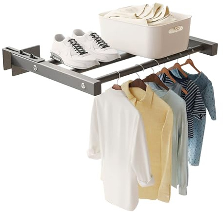 Inscrip Tendedero de ropa, tendedero extensible, toallero para balcón, aluminio, tendedero de 3 barras, adecuado para barandillas de 1 a 11 cm (pequeña A)