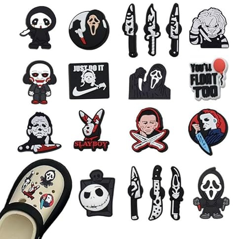 19PCS Schuh Charms Shoe Schuhanstecker für Crocs, Anstecker Schuhanhänger | Schuhe Charm für Schuhe DIY Dekorationen Kinderpartys Geschenk, Halloween Shoe Charms, Halloween-horror-stücke