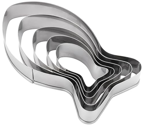 Large Size Fish Shaped Cookie Cutter Set of 5 pcs, Stainless Steel Jesus Fish Fondant Cutters for Baking Clay DIY