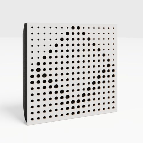 Lot de 8 mini panneaux acoustiques | Panneau mural décoratif absorbant le son | Réduction du bruit | Absorption et diffusion | 25 x 25 cm | Plaques perforées : [Blanc | WILDS-Mini]
