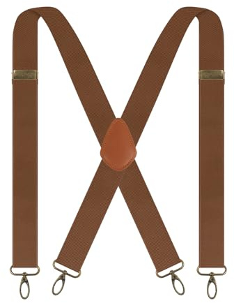 Kaosynaptor Men Braces for Trousers with 4 Hook-Clips, Retro Braces for Men Heavy Duty Suspenders Adjustable Elastic X Shape