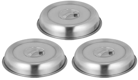 SHINEOFI 3pcs 20cm Stainless Steel Food Dome Covers Steak Lid Butter Dome for Barbecue Cooking Restaurant Serving