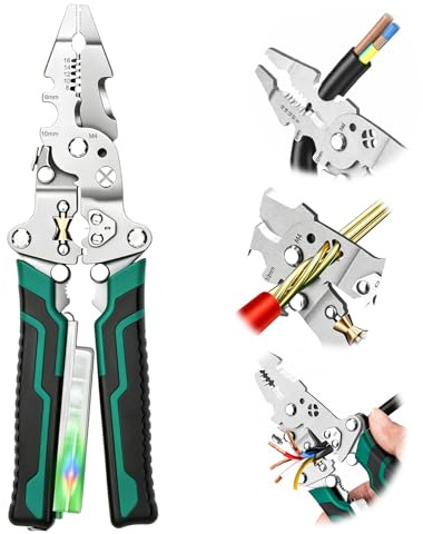 18-in-1 Electrical Pliers Multi Electricians Tools Professional Wire Stripper Cable Stripper Machine Cutter Crimper Voltage Tester Screwdriver All-in-One Pliers Tools for DIY Home Electrical Repairs