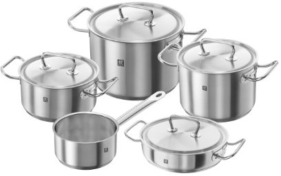 Zwilling Twin Classic, wiederaufladbares Kochgeschirr-Set, 5 Stück, aus Edelstahl 18/10, satiniert