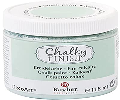 Rayher 38867432 Chalky Finish auf Wasser-Basis, Kreide-Farbe für Shabby-Chic-, Vintage- und Landhaus-Stil-Looks, 118 ml (1er Pack), jade