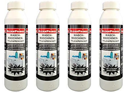 4 Stück à 250 ml CleanPrince Waschmaschinenreiniger | Maschinenreiniger Waschmaschinenreiniger Kalk Bakterien Gerüche Schimmel Waschmaschine Waschmaschinen Reiniger