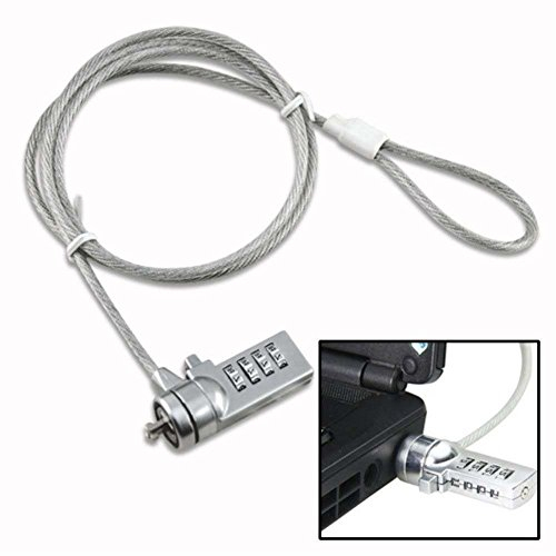 vhbw Câble antivol Kensington pour Ordinateur Portable, Notebook - Verrou de sécurité avec Serrure à Combinaison, 1,8 m