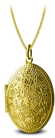 AMDXD bilder medaljong att öppna med kedja blomma oval kvinnor män halsband med hänge guld/silver, 2.7 x 4.7 x 45 cm, Guld