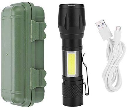 Torcia LED Ricaricabile, Potente Professionale, 3 modalità zoomabile, COB piccola Torcia Tascabile a LED con Magnete, IPX4 Impermeabile Per Campeggio Militare, Escursioni, Emergenze