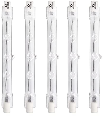 SCNNC R7S J118 Linear Halogen Light Bulb 118MM 200W Dimmable, 3000LM Warm White 2700K, 220-240V Halogen Floodlight Linear R7S Bulb for Work, Landscape Lights, Floor Lamps, Ceiling Lights, Pack of 5