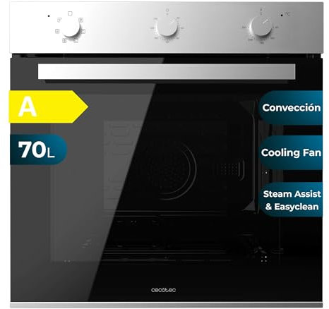 Cecotec Horno Integrable Multifunción 70L Bolero Hexa M236000 Line Time. 2800W, 6 Funciones, Temporizador, Steam Base XXL, Steam Assist, Steam EasyClean, Cooling Fan, Modo Defrost, Eco, Convección