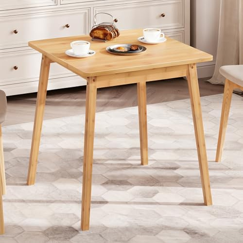 HOOBRO Bamboo Dining Table, Square Dining Table for 2, 27.6 Kitchen Table for Small Space, Writing Table, Easy to Assemble, for Dining Room, Living Room, Office, Kitchen, Natural YL70CZ01G1