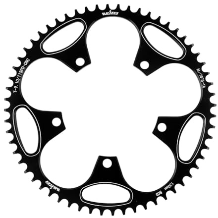 BIKECO Fahrrad Schmales breites Kettenblatt 110/130BCD 5 Schrauben Rundes Fahrradkettenblatt 36/38/40/42/44/46/48/50/52/54/56/58/60T Fahrradkettenblatt für 9 10 11 Gang Rennrad MTB (130BCD,60T)