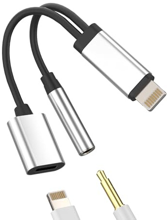 Adaptador 3,5 Jack Auriculares 2 en 1 Lightning Cargador Enchufe Divisor Cable Aux Auriculares Accesorios para Apple iPad Air para Iphone 14 13 12 11 Pro Max 7 8 Plus XS XR X SE Auriculares Cargador