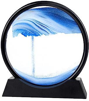 Qinsky Flödande sandmålning, dynamisk sandbild 3D djuphavsandbild rörelse display flödande sand ram för hem kontor dekoration 18 cm