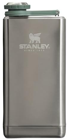 Stanley Adventure Pre-Party Flask 8 oz | Leakproof Hip Flask | Hinge Connected Never Lose Cap | Insulated Stainless Steel Liquor Container | BPA-Free | Stainless Steel