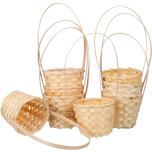 Cestini Portaoggetti Intrecciati 8 Pezzi, Cestino Vimini Piccolo, Cestini Da Picnic, Materiale Sintetico, Kaki, Per Casa E Decorazioni