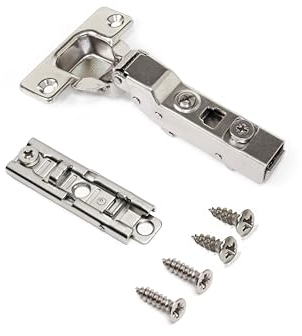 Emuca - Kit von 20 Topfscharniere X91 Mittelanschlag mit sanftes Schließen und Montageplatte zum Schrauben, Höhe 1, Stahl, vernickelt