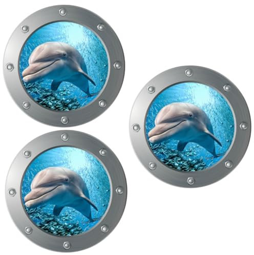 VICASKY 3stücke Stickers Für Fenster Unterwasserwelt Wandsticker Boot Und Delfinen Selbstklebend Für Kinderzimmer Wohnzimmer Und Babyzimmer Dekoration Leuchtende Aufkleber