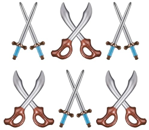 PEUTIER 12 Stück Aufblasbare Schwerter, Aufblasbare Piratenschwerter Aufblasbare Schwerter Piratenpartyzubehör Aufblasbare Schwerter Partygeschenke für Geburtstag Cosplay Halloween Kostüm
