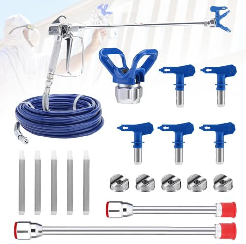 Pistola per pittura, spruzzo ad alta pressione, kit airless 15 m, prolunga, ugello e filtri