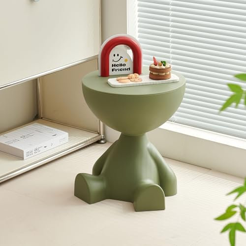 Virzen Beistelltisch, runder Couchtisch, süßer Sofa-Beistelltisch, Nachttisch, Kleiner Beistelltischs mit Akzent für Wohnzimmer, Schlafzimmer, Balkon, Moderne Nachttisch-Wohndekoration (Grün L)