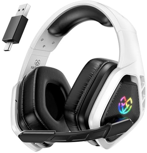 Tatybo Cascos Gaming Inalámbricos 7.1 para Ps5/Ps4/PC, Auriculares Bluetooth con Micrófono con Cancelación de Ruido, 2.4GHz USB-C, 40H+ Batería para Switch/Mac/Portátil
